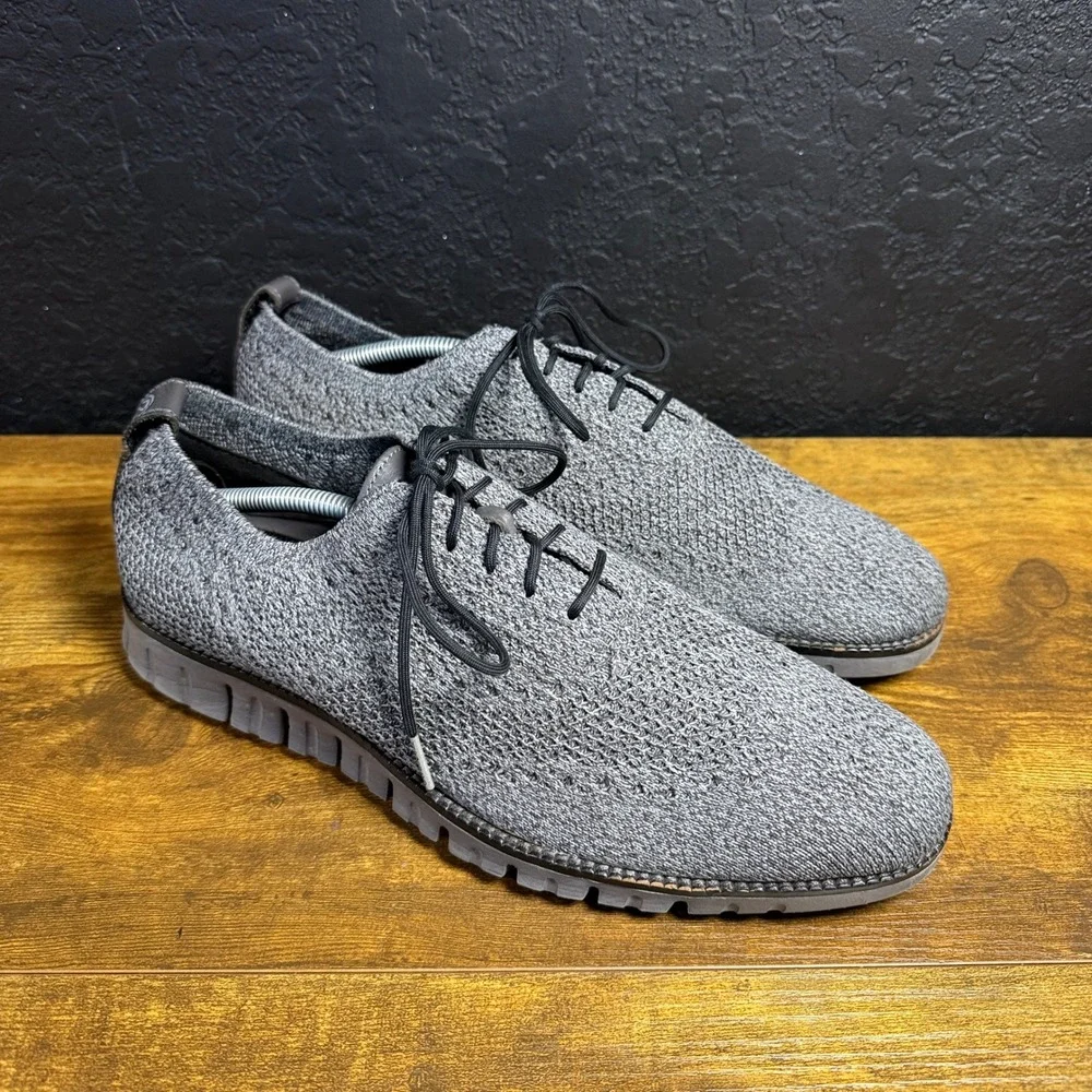 Cole Haan Zerogrand Stitchlite Grey Knit Oxford Shoes Mens 10M